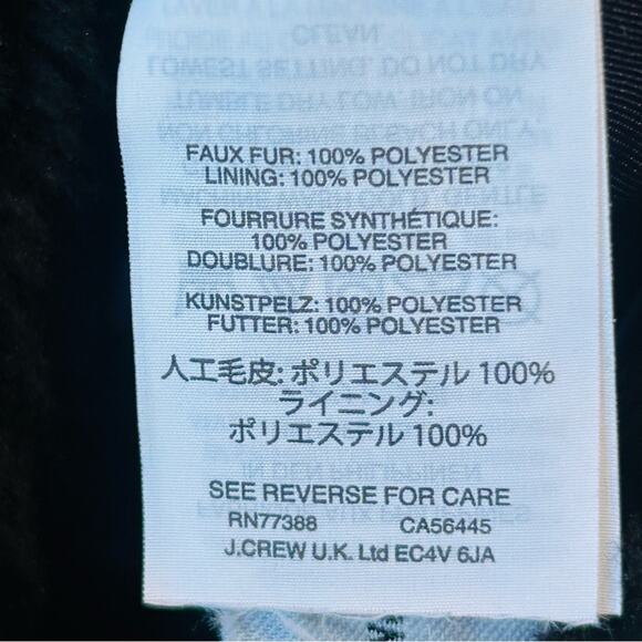 J. Crew Plush Fleece Excursion Black Faux Fur Zip Up Vest Size Medium - Picture 5 of 8